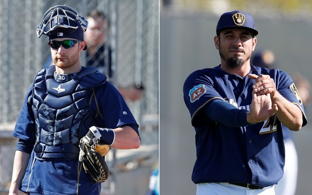 Jonathan Lucroy (l.) and Matt Garza are two of the few remaining Brewers veterans.