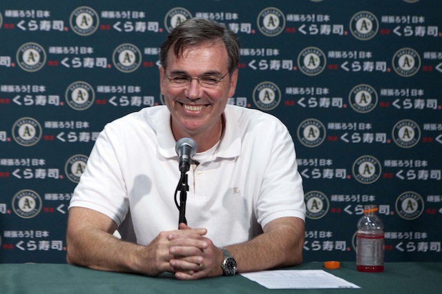 Is Billy Beane already making plans for the trade deadline? (USATSI)