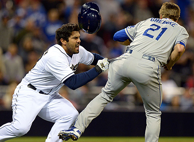 Quentin (left) has led the National League for two seasons in being hit by pitches. (USATSI)