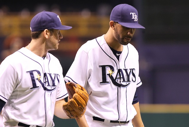 Tampa Bay Rays Infielder Fred McGriff sets for play in an MLB game