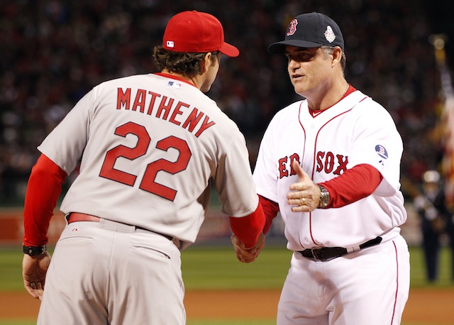 Mike Matheny and John Farrell are a long way from meeting up in the Fall Classic again. (USATSI)