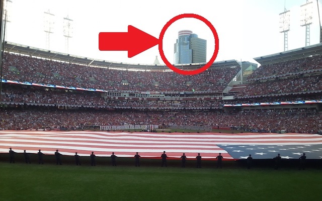 The pillbox hat and mustache on the Scripps Center are being taken down.