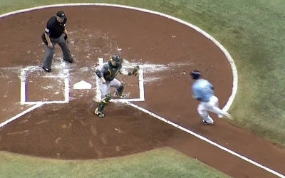 Steven Souza ran over Stephen Vogt on Sunday.