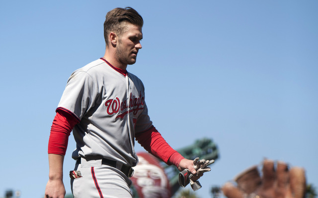 Bryce Harper is still at least one week from resuming baseball activities. (USATSI)