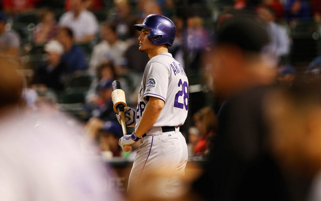 Nolan Arenado's hitting streak over at 28 games, Rockies fall to