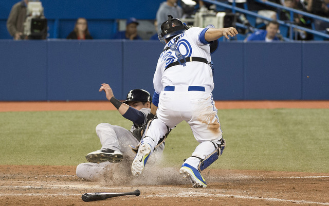 Jacoby Ellsbury is banged up following an awkward slide into home plate.