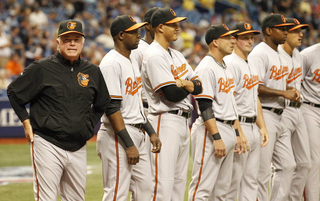 Buck Showalter came prepared Tuesday when the bullpen phones didn't work Monday.