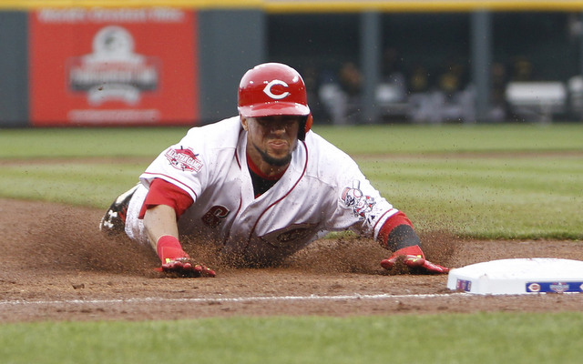 Billy Hamilton stole second on a pitch out Thursday.