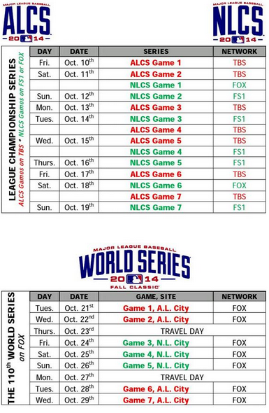 2014 MLB Postseason Schedule, by Mariners PR