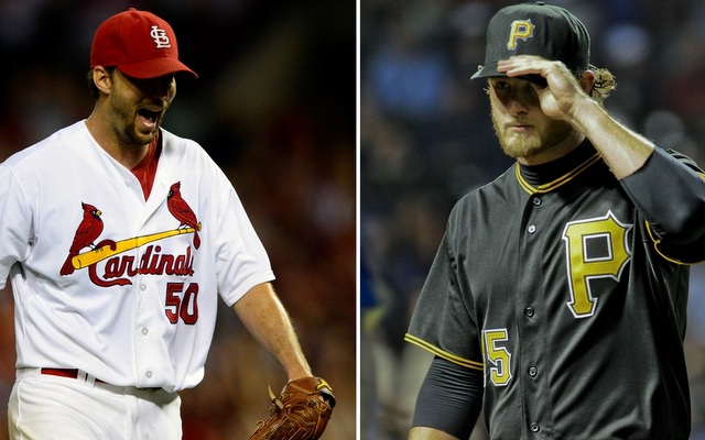 Adam Wainwright (left) and Gerrit Cole are set to square off in Game 5 tonight.