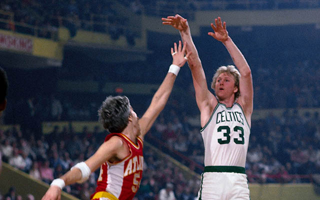 Larry Bird went nuclear 30 years ago vs. the Hawks.    (Getty)