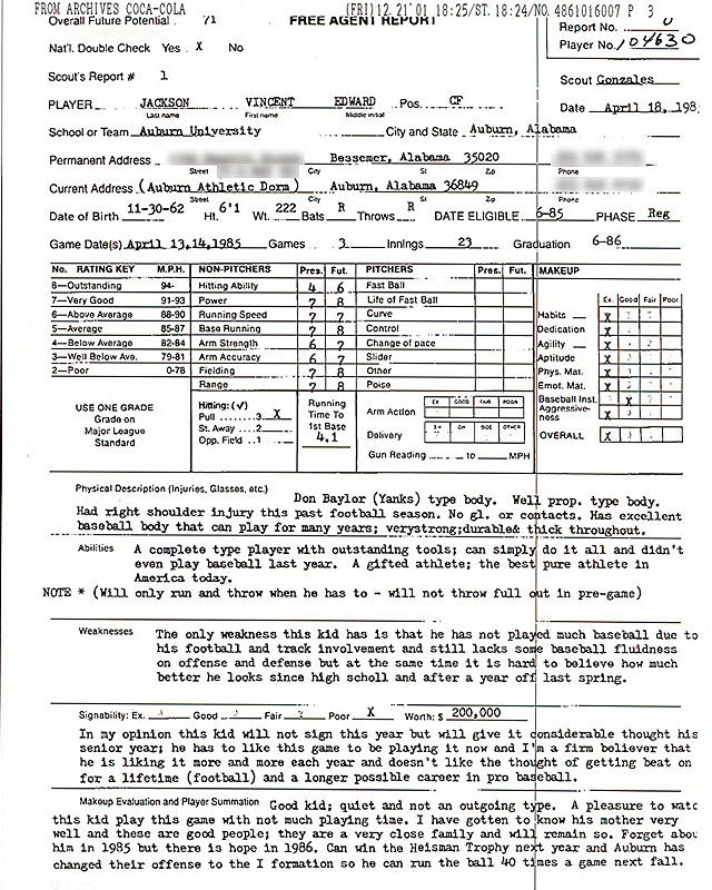 Shortstops: Bo Jackson scouting report documents one of sport's greatest  athletes