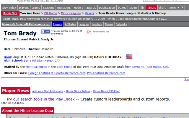 Important reminder: Birthday boy Tom Brady was drafted by Expos 