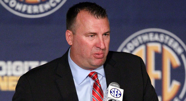 Arkansas coach Bret Bielema got a taste of SEC Media Day in 2003. (USATSI)