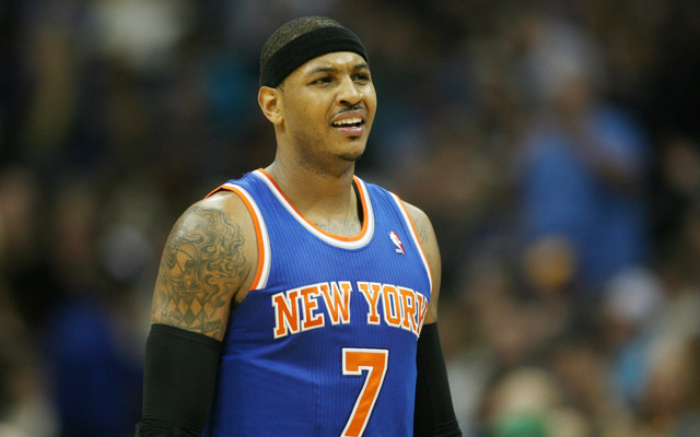 Carmelo Anthony is frustrated with all the losing.  (USATSI)