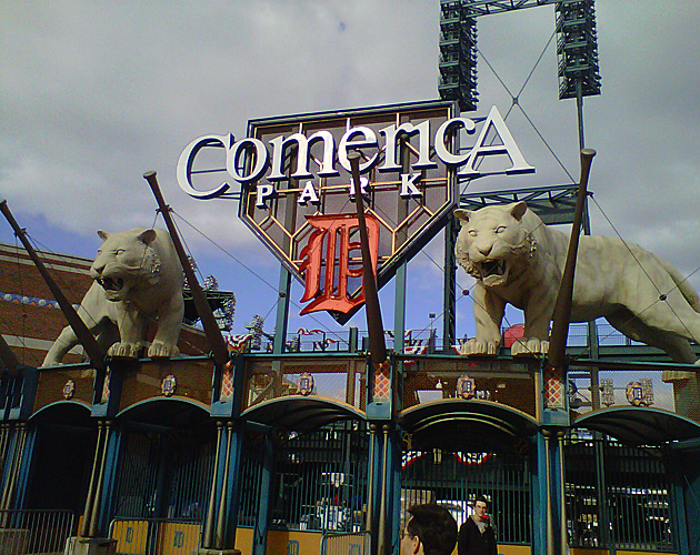 Statue of Detroit Tiger legend, Ty Cobb, Comerica Park.