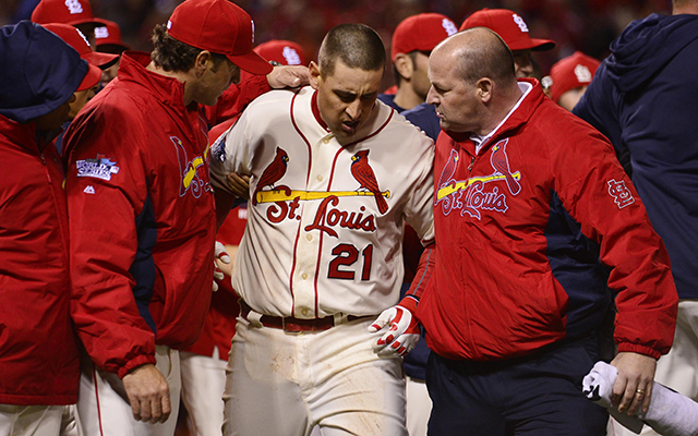 Allen Craig hurt his right foot again in the final play of Game 3.