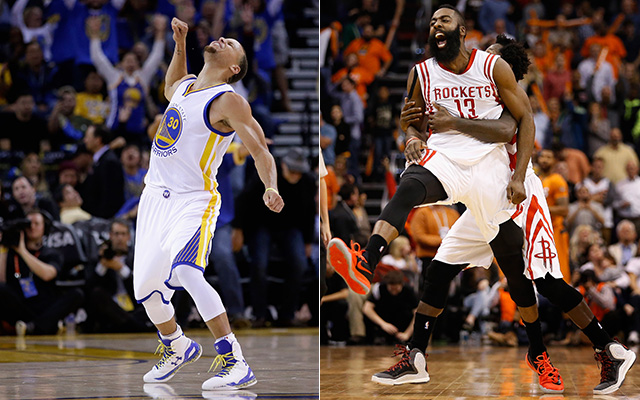 James Harden and Stephen Curry lead the MVP debate.  (Getty)