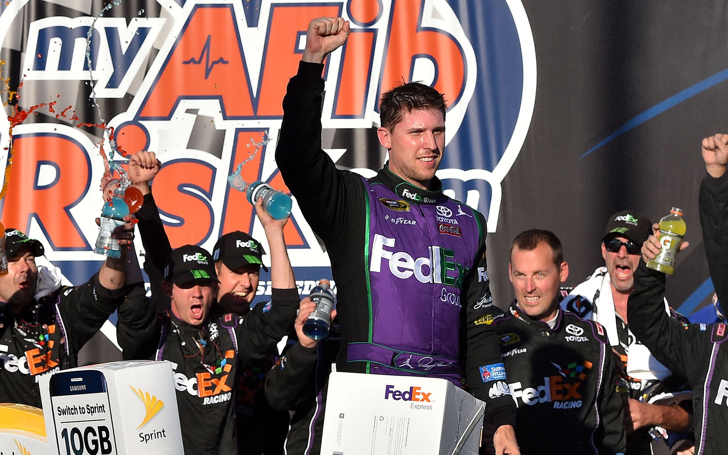Denny Hamlin is friends with Michael Jordan, and gets to gloat over him. (USATSI)