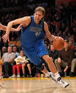 41 DIRK NOWITZKI Dallas Mavericks NBA Forward Blue Throwback