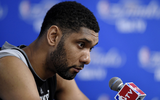 Tim Duncan's not mad about losing $25 million. I mean, not that much.   (USATSI)