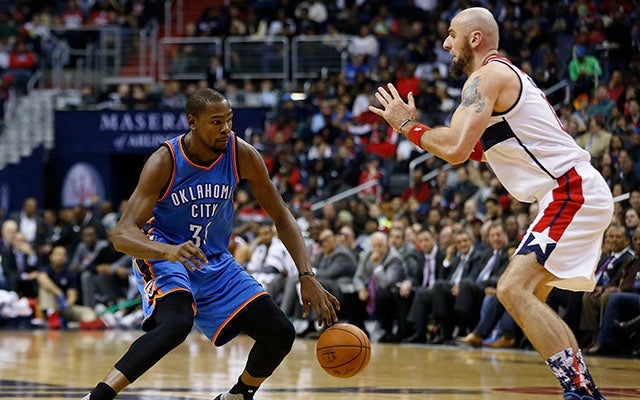 Kevin Durant is out with a hamstring strain. (USATSI)