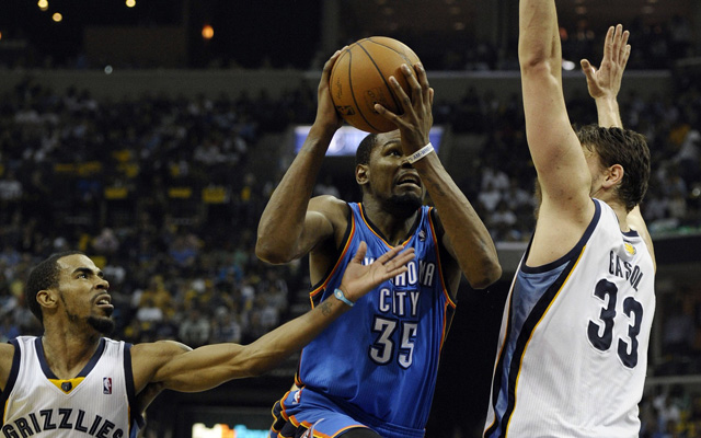 Kevin Durant struggled against Memphis in Game 3. (USATSI)