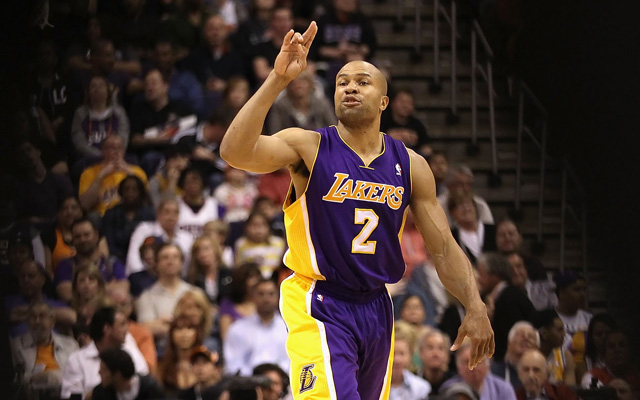 June 8, 2001; Derek Fisher of the Los Angeles Lakers during the game. The  Los Angeles Lakers defeated the Philadelphia 76er's by the final score of  98-89 in game 2 of the