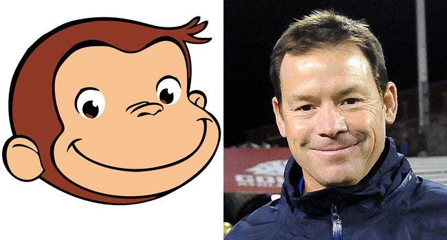 Curious George and Jim Mora Jr. have the same smile. (USATSI)