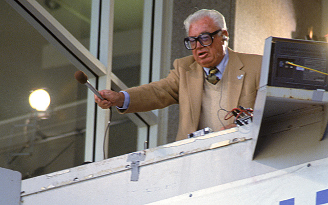 Harry Caray, singing during the seventh-inning stretch.