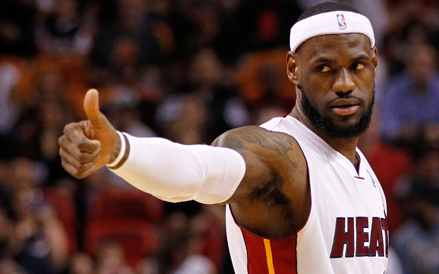 LeBron James gives Kevin Love the thumbs up.  (USATSI)