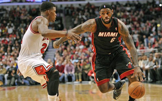 Jimmy Butler helped corral LeBron James Sunday.  (USATSI)