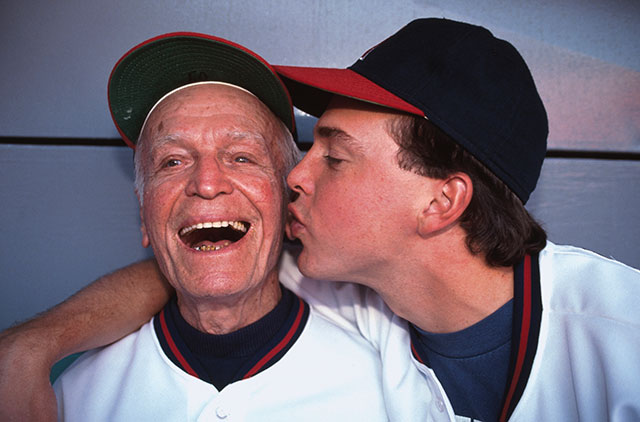 Wally Joyner gives Reese a kiss sometime in 1986.