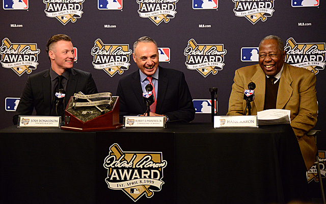 WS2015 Gm4: Donaldson, Harper win Hank Aaron Awards 