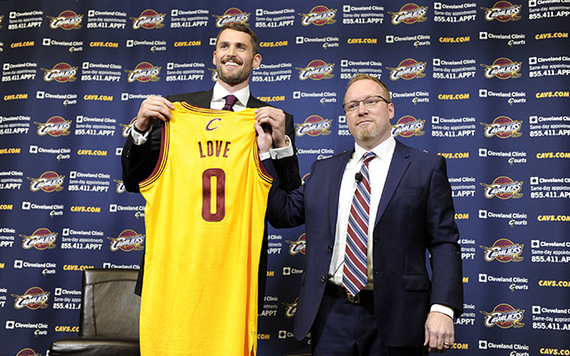 Kevin Love will remain with the Cavaliers, he announced Wednesday.  (USATSI)