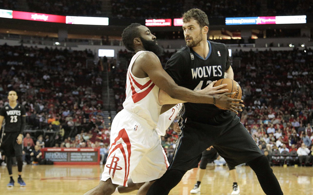 Kevin Love and James Harden are probably not teaming up next year.   (USATSI)