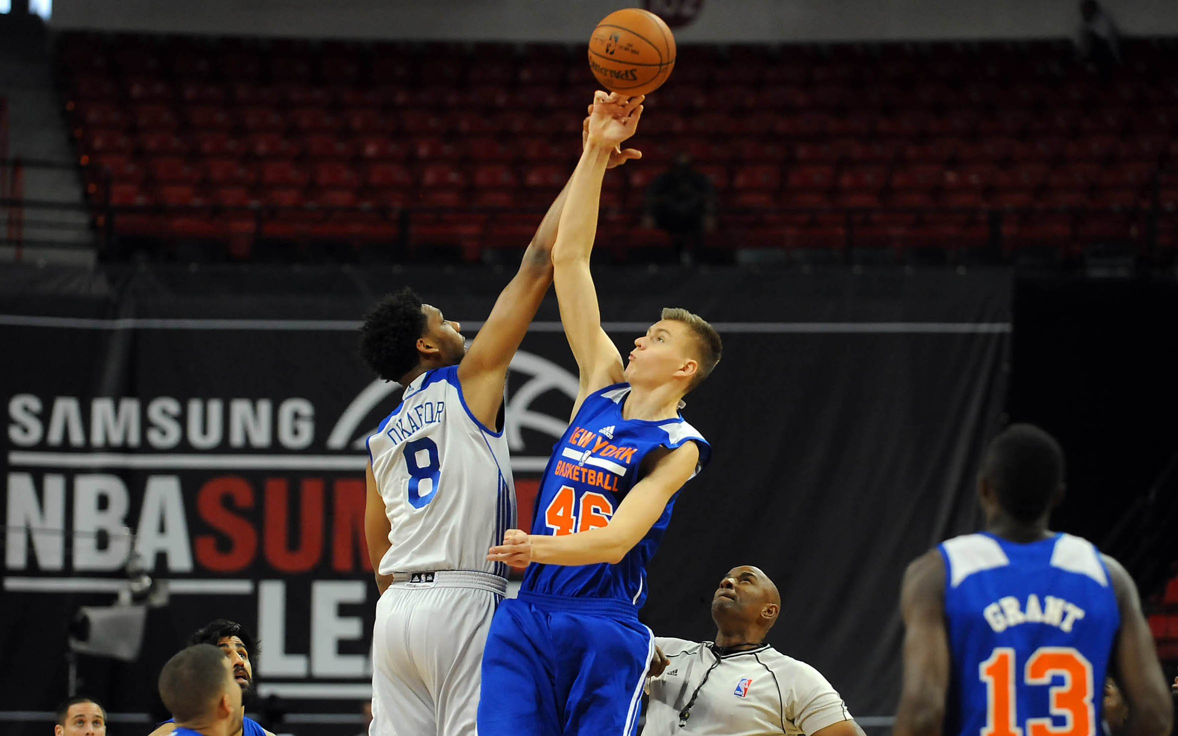 Kristaps Porzingis figures heavily into the Knicks' future.   (USATSI)