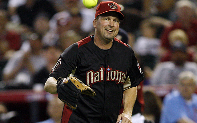 Arizona Diamondbacks first baseman Mark Grace,left, and his wife