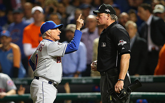 Terry Collins pleads with the umpires to score his team a run.