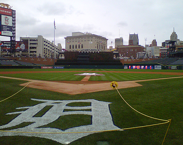 General view of Comerica Park during a MLB regular season game