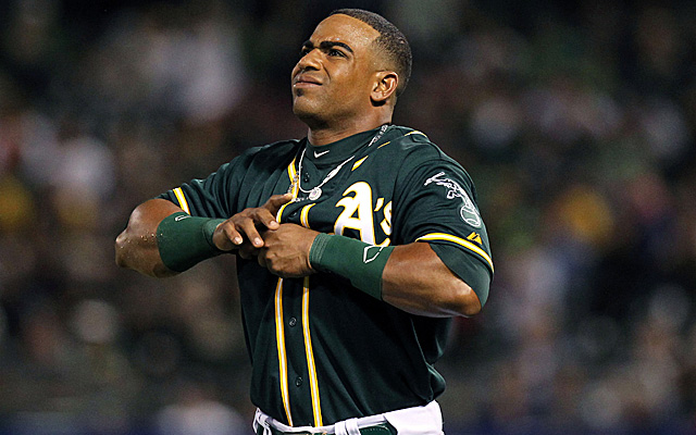 A thumb injury kept Yoenis Cespedes out of the lineup Thursday.