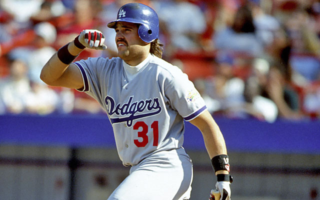 Mike Piazza of the Los Angeles Dodgers during spring training in