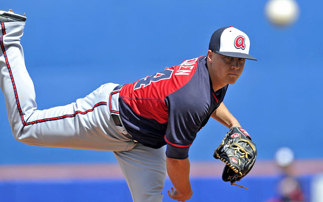 Braves pitcher Kris Medlen in recovering from a second Tommy John surgery.  (USATSI)