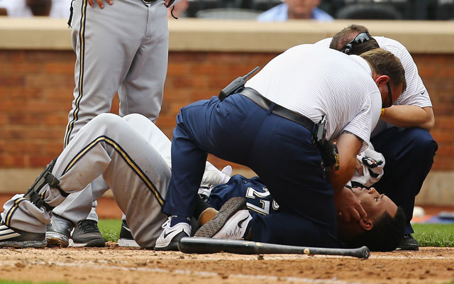 Carlos Gomez is OK after this scary scene over the weekend. (Getty Images)