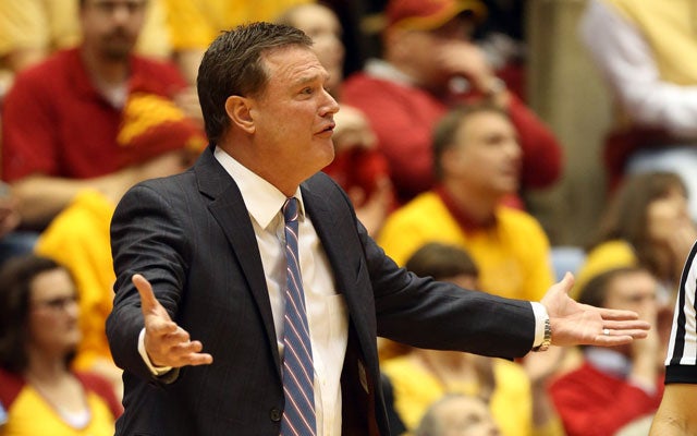 Kansas' Bill Self is in disbelief during the Jayhawks' loss to Iowa State. (USATSI)