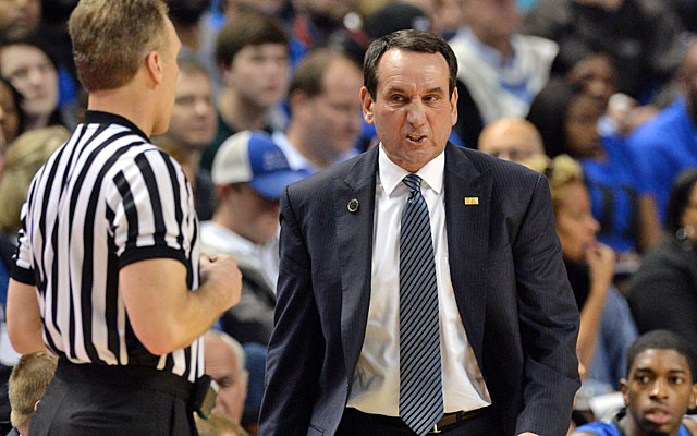 Mike Krzyzewski is trying to debunk the notion that referees favor his Duke Blue Devils. (USATSI)