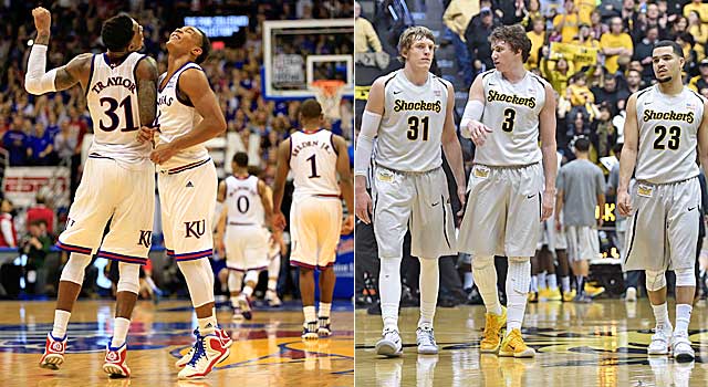 Kansas may not have any choice in playing Wichita State in the Round of 32. (Getty Images)