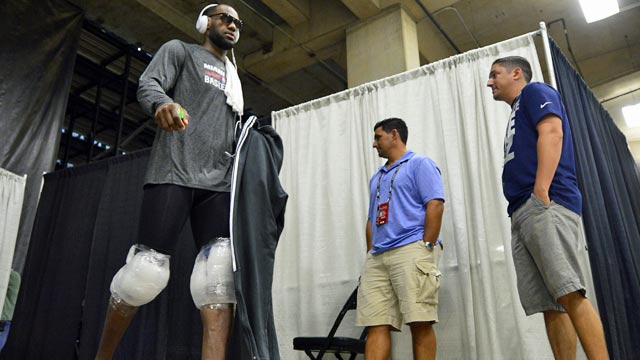LeBron might have to change his routine to avoid cramps in the future. (USATSI)
