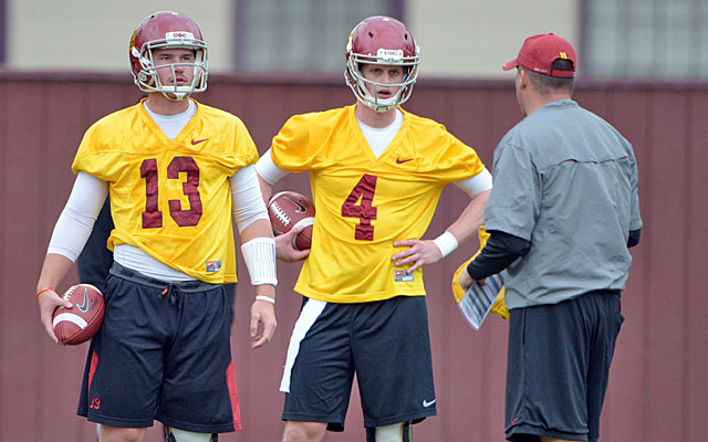 Max Wittek and Max Browne will vie for the Trojans' QB spot under new offensive coordinator Clay Helton. (USATSI)