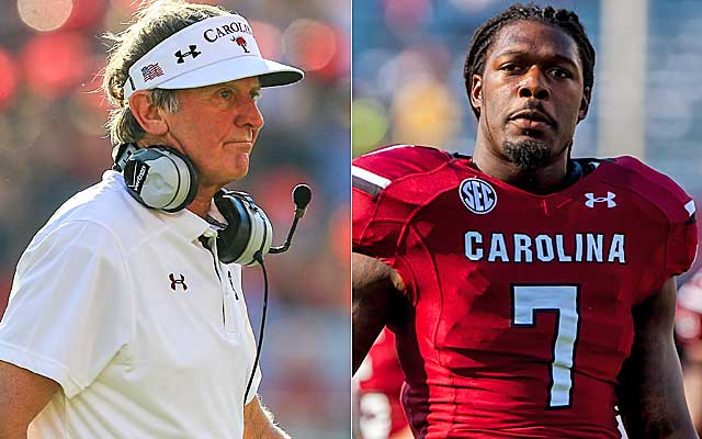 Steve Spurrier's mouth is the root cause of questions surrounding Jadeveon Clowney's heart.   (USATSI)